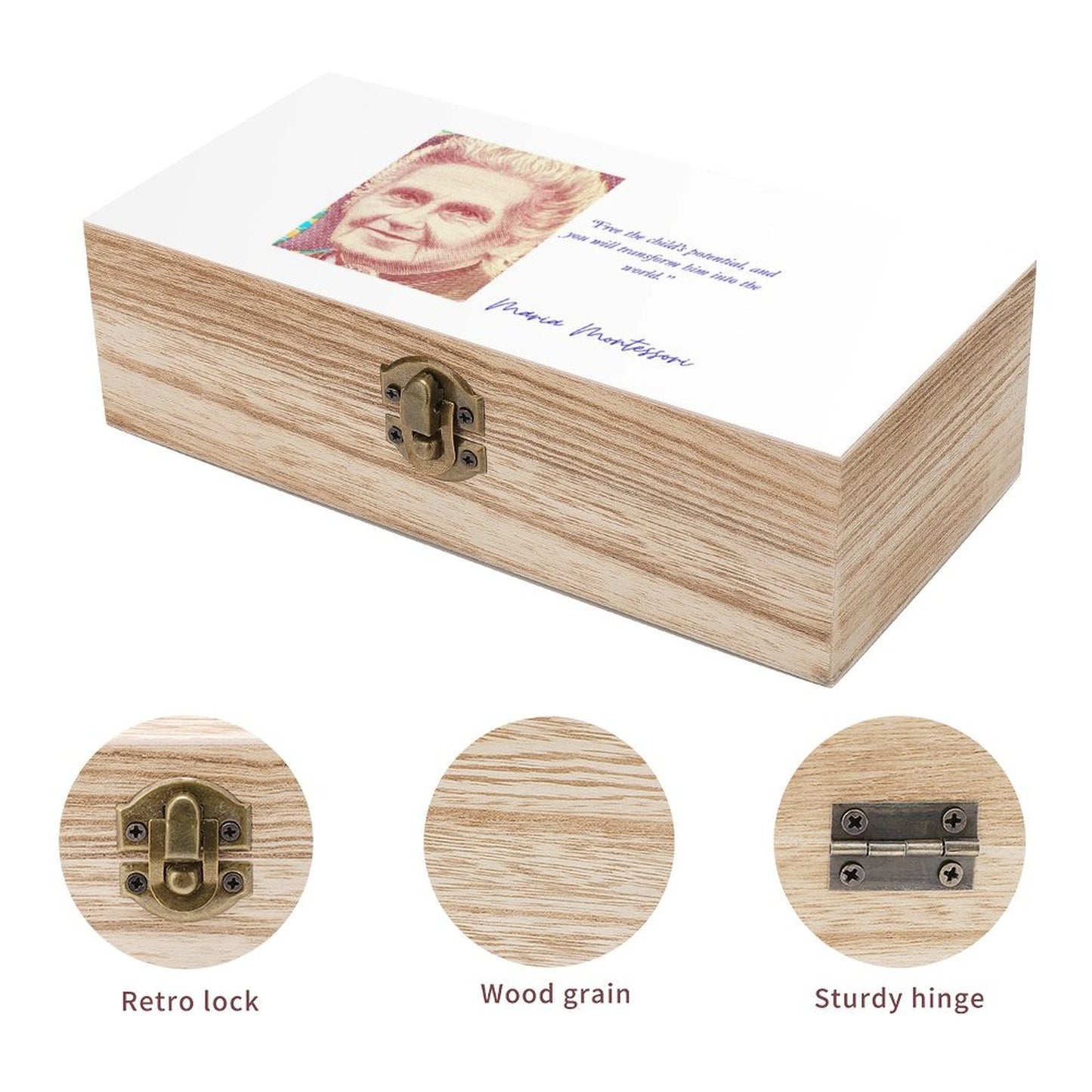 Montessori Wooden storage box with Lid - “Free the child’s potential, and you will transform him into the world.” Wooden Storage Box