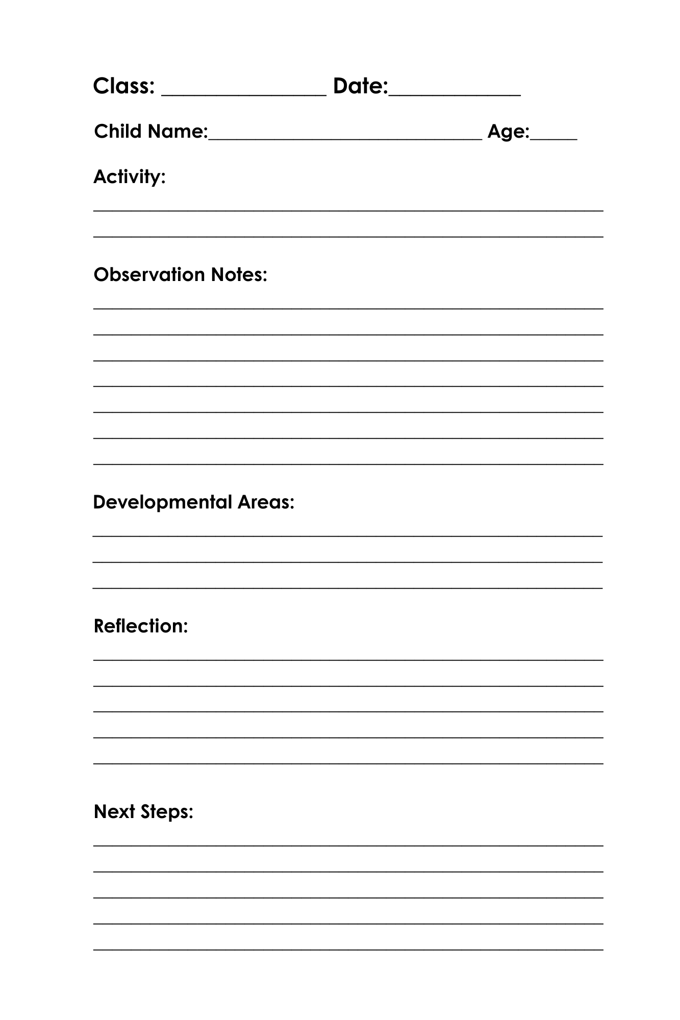 MONTESSORI OBSERVATION JOURNAL (100pages)