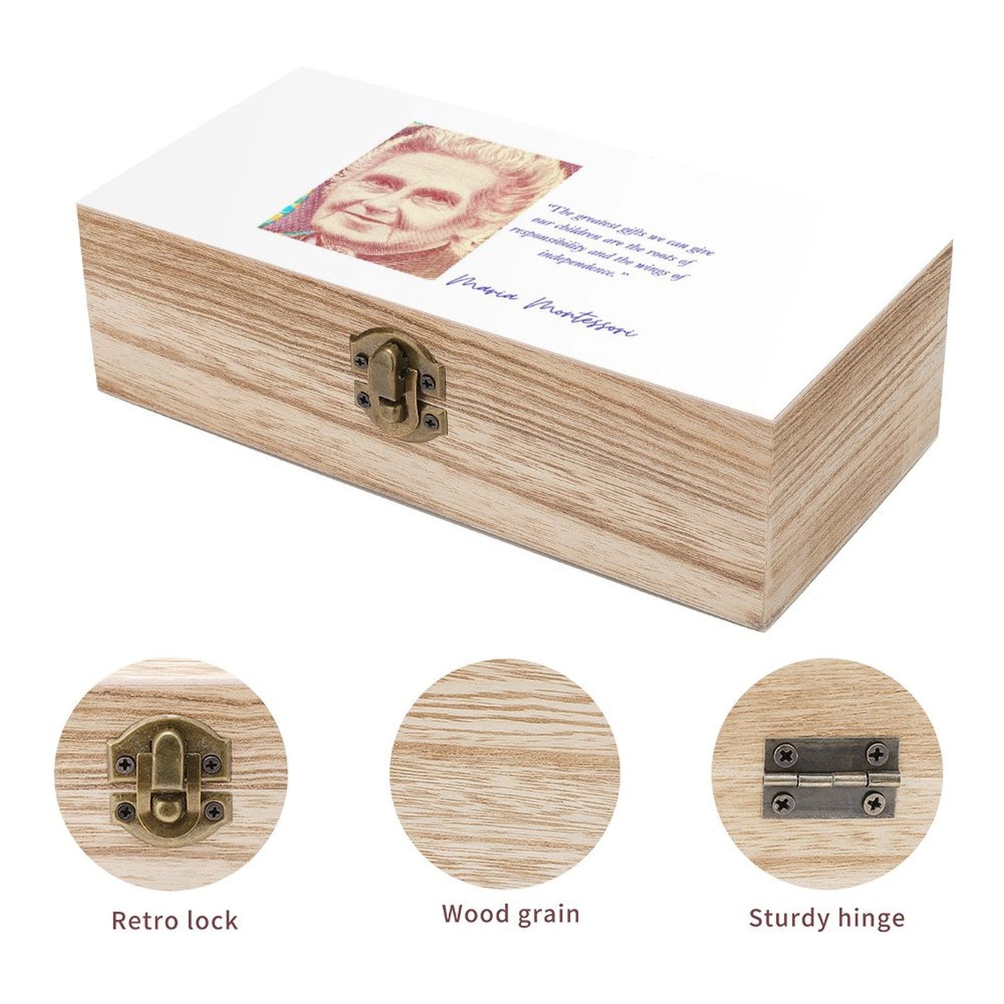 Montessori Wooden storage box - “The greatest gifts we can give our children are the roots of responsibility and the wings of independence.”