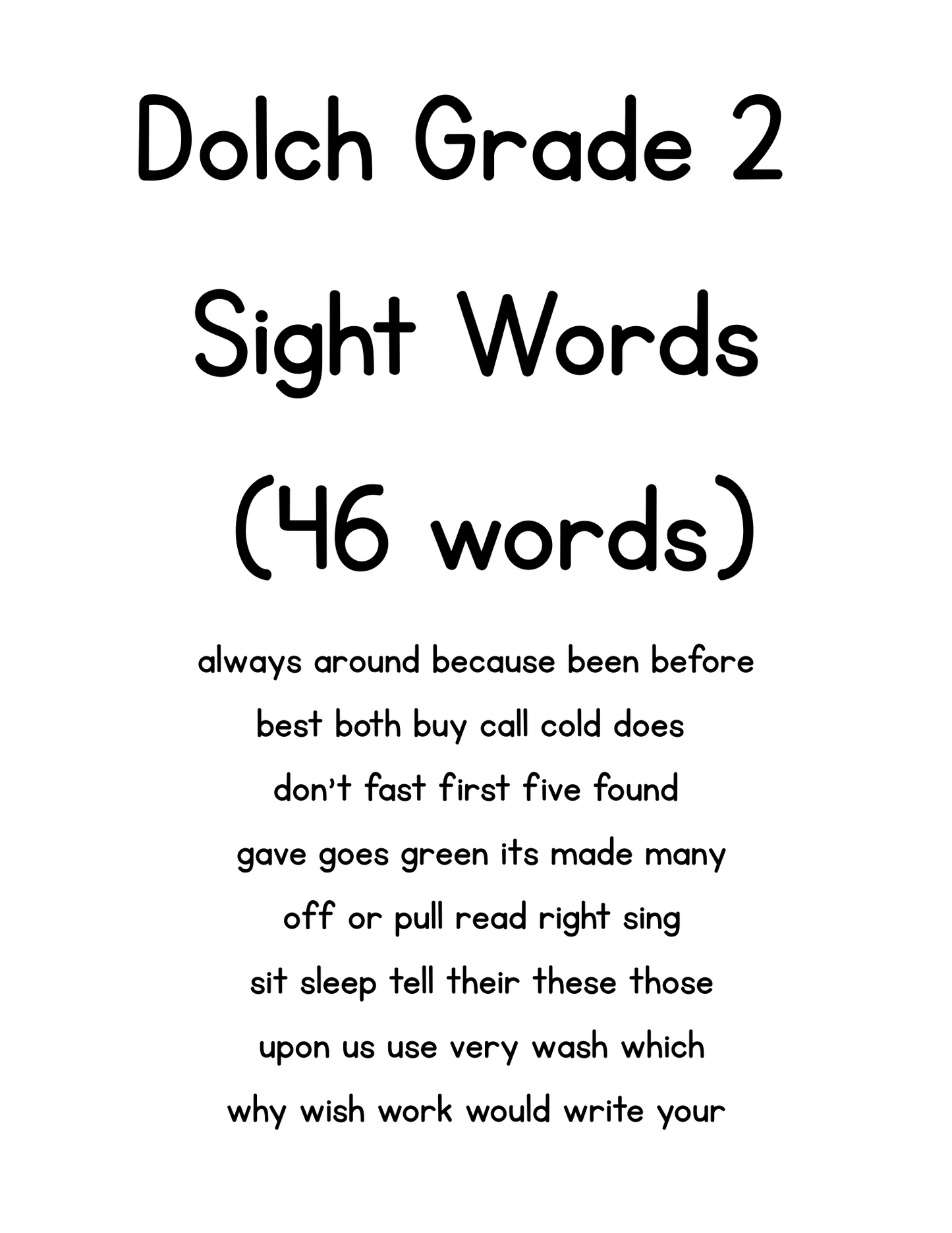 Dolch Sight Words – Complete Set (Pre-K to Grade 3) – Digital Download
