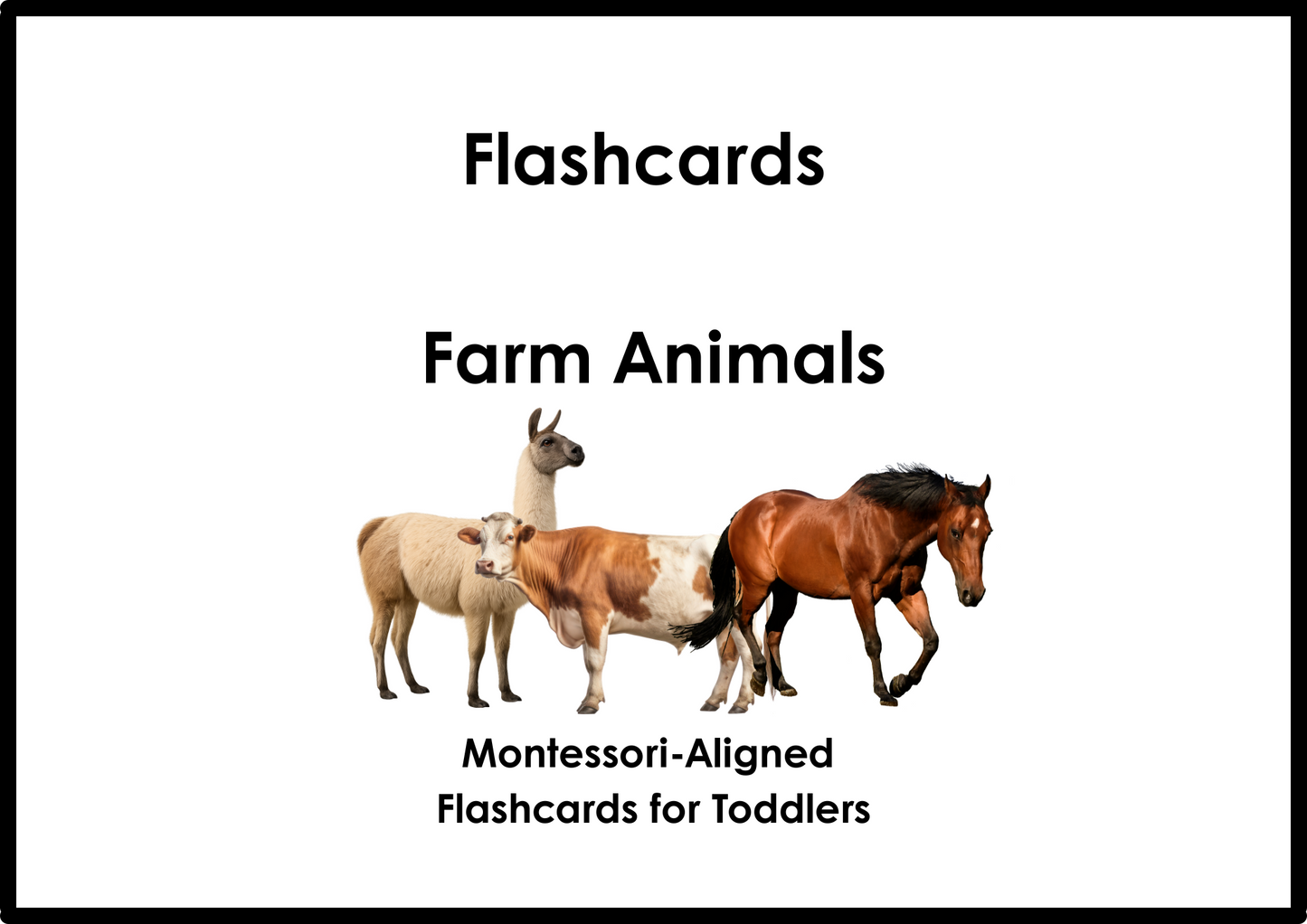 Farm Animals Flashcards (Picture+ Label) - Montessori / Early Childhood - Digital Download