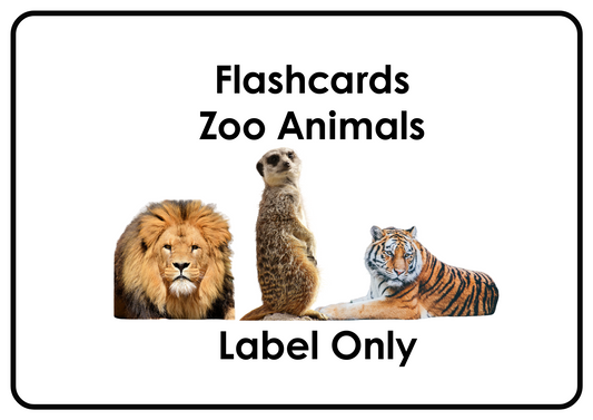 Zoo Animals – Printable Montessori Flashcards (Labels Only) (A4 Landscape)